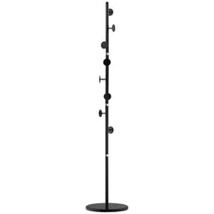 Coat Rack Free Standing Hall Tree with 8 Round Disc Hooks for Clothes, Hats,Purses, Steel Entryway Coat Stand with Marble Base for Entryway, Living Room, Bedroom, Black