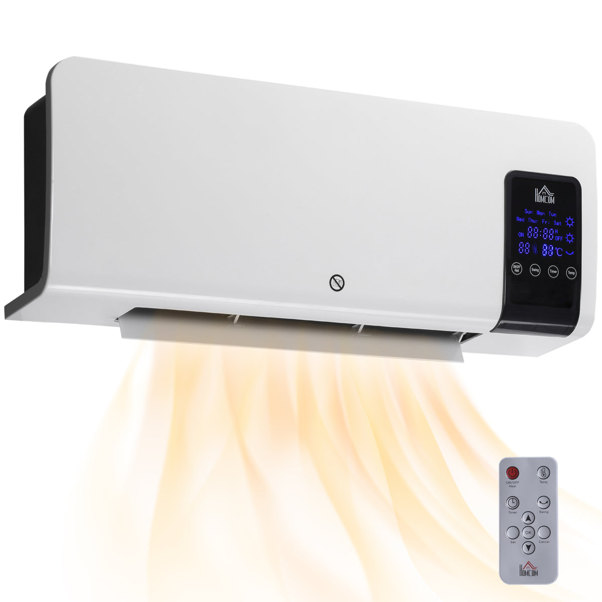 Fynco - 2000W Wall-Mounted Heater, 18-45°C Temperature, White