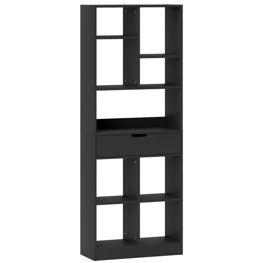 Fynco - Tall Bookshelf with Drawer, Freestanding Bookcase for Bedroom, Living Room, Home Office, Black