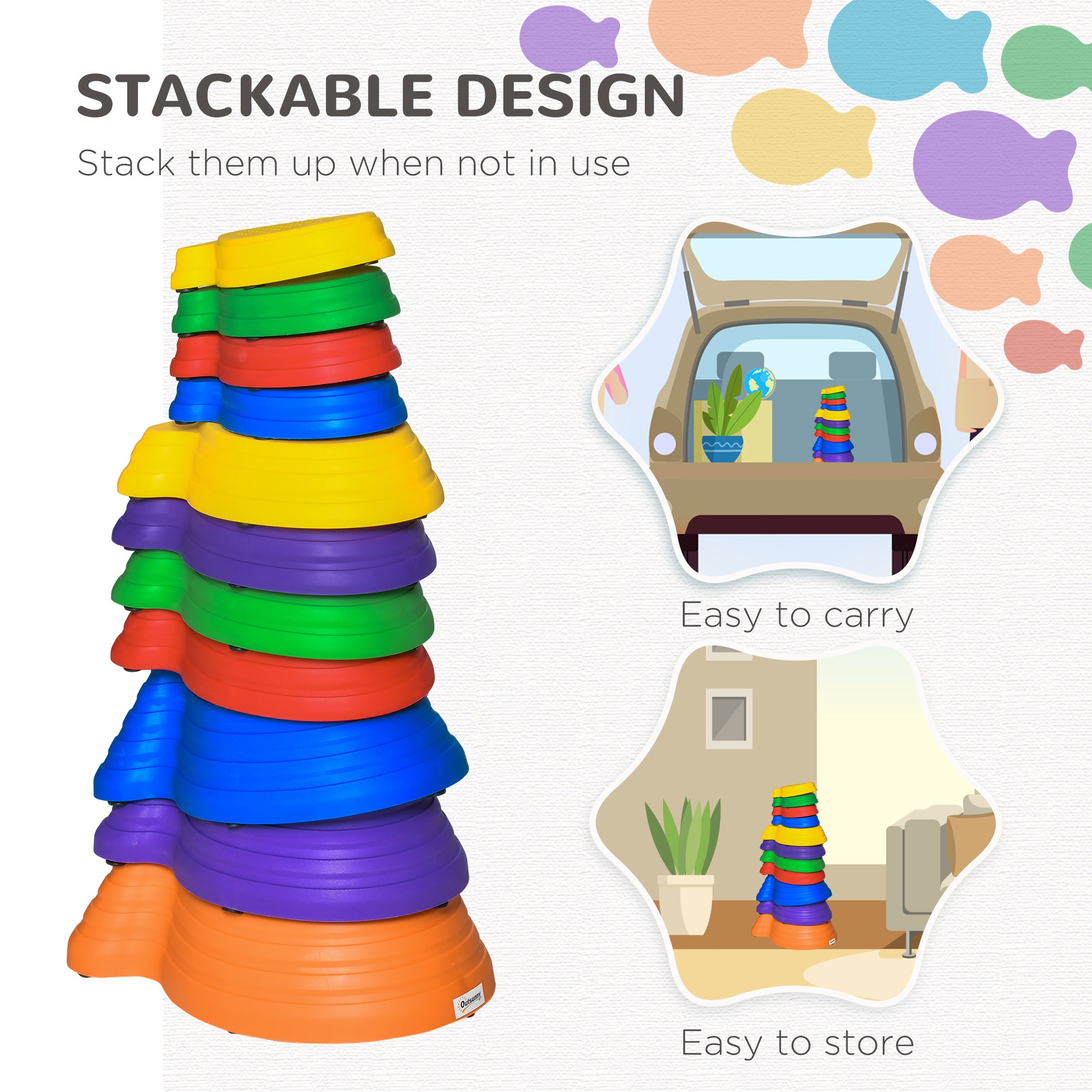 11 Piece Kids Balance Stepping Stones - Multicoloured