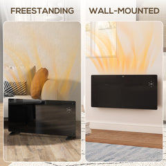 Fynco - Electric Heater Wifi Smart App, 2000W Glass Panel Heater Radiator, Freestanding or Wall Mounted Convector Space Heater with LED Display, 24Hr 7 Day Timer, Adjustable Thermostat, Remote Control