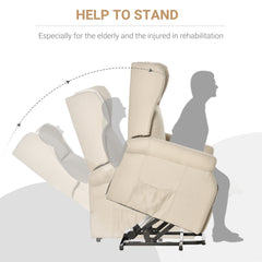 Power Lift Recliner Armchair, Electric Lift Chair for Elderly, Fabric Riser and Reclining Chair with Remote Control, Side Pockets, Extended Footrest, for Living Room, Beige