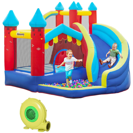 Fynco - Kids Bouncy Castle, with Slide, Pool, Trampoline, Climbing Wall, Blower