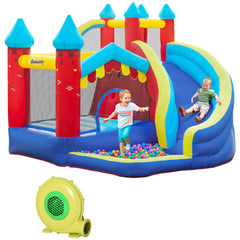 Fynco - Kids Bouncy Castle, with Slide, Pool, Trampoline, Climbing Wall, Blower
