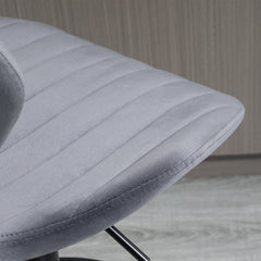 Bar Stool Set of 2 Velvet-Touch Fabric Adjustable Height Swivel Counter Chairs with Footrest, Grey