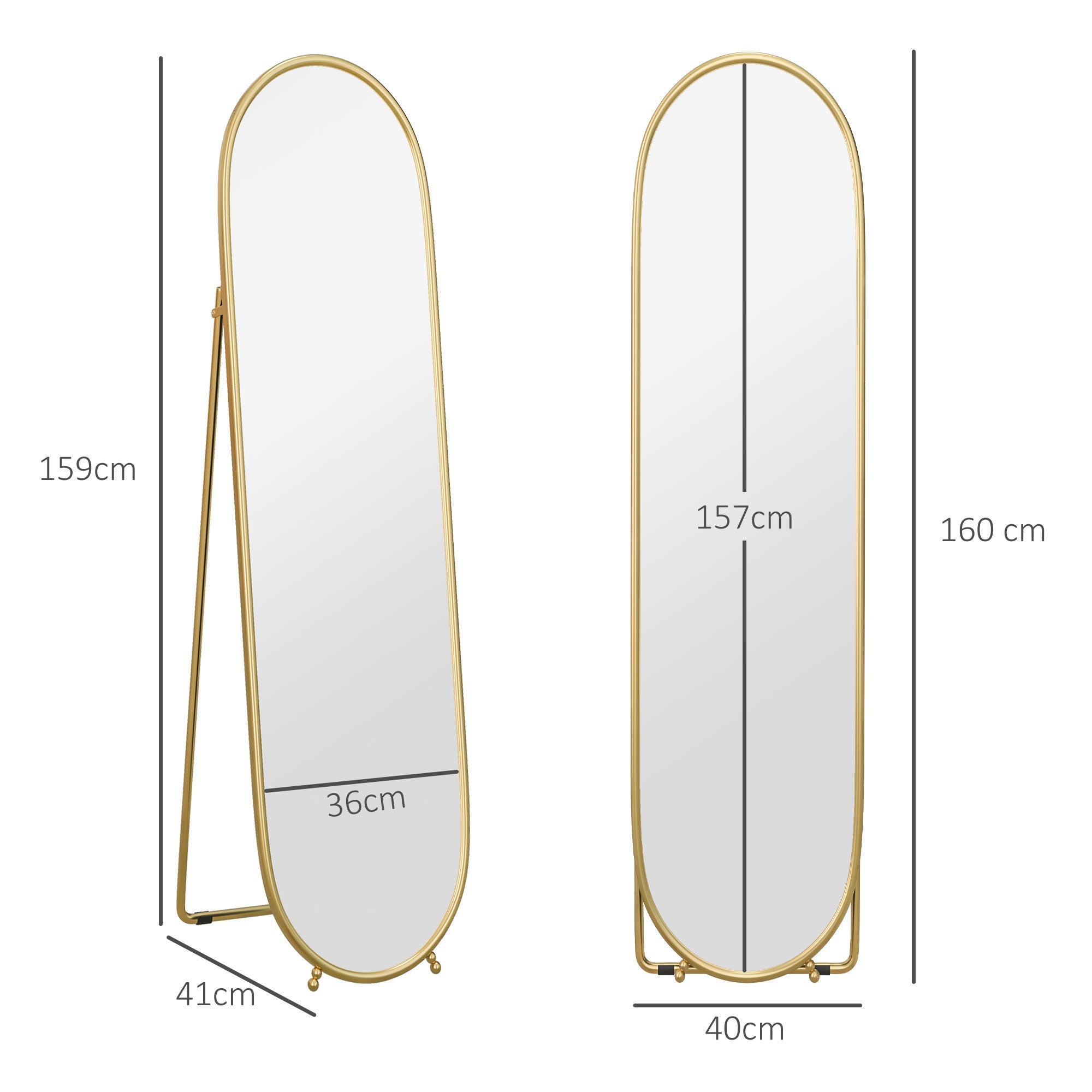 Two-Way Curved Full Length Mirror - Gold Tone