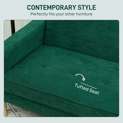 Two-Seater Velvet-Feel Sofa - Green
