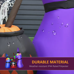 1.8m Inflatable Halloween Lawn Decoration with LED Witches Around A Black Cauldron Outdoor Air Blown Holiday Décor