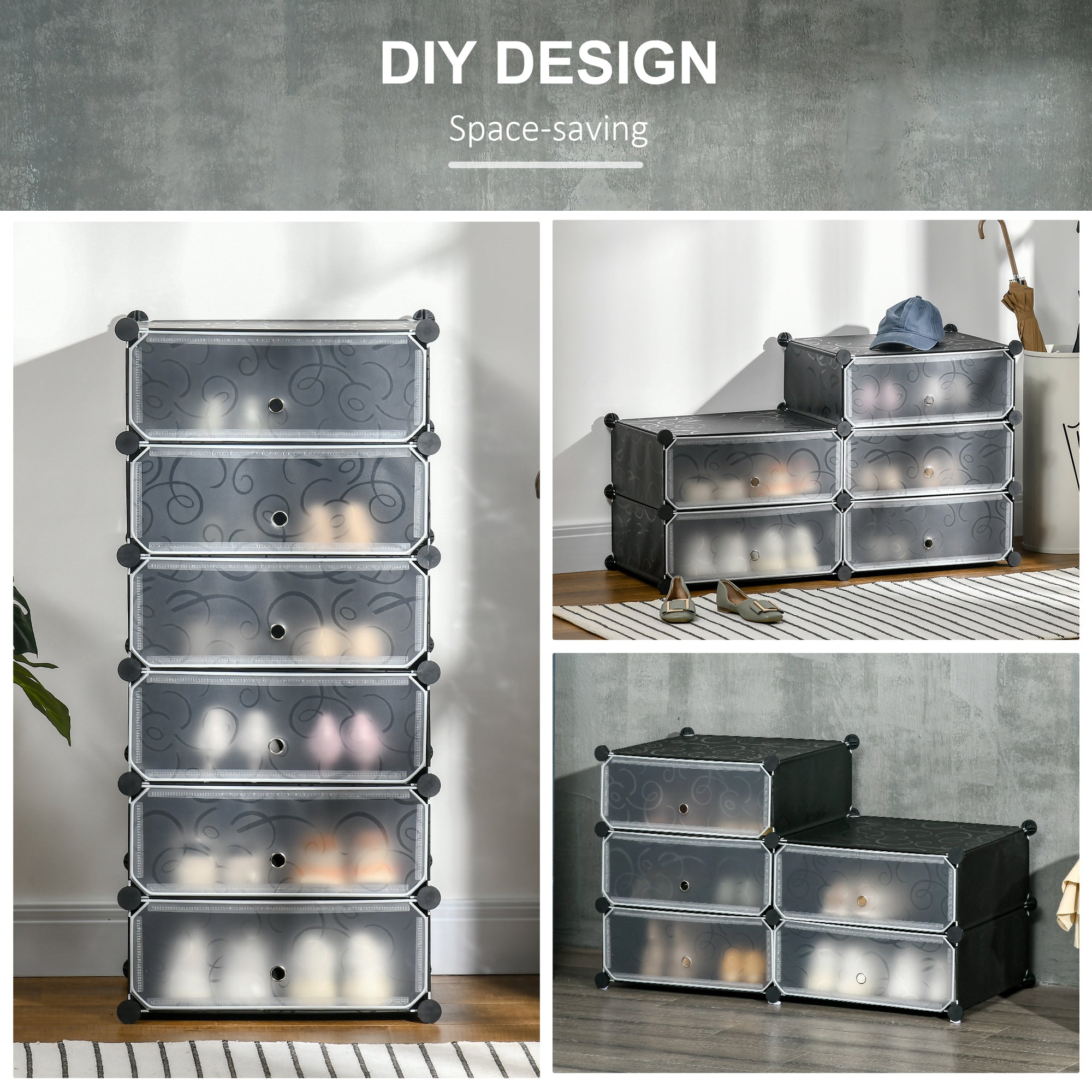 Six Cube Modular Storage Storage Unit - Black