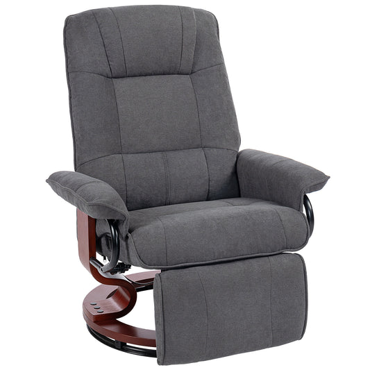 Fynco - Reclining Swivel Chair, with Footrest - Grey