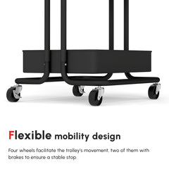 Three-Tier Home Trolley, with Handle and Wheels - Black