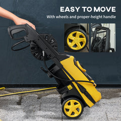 1800W High Pressure Washer, 150 Bar Pressure, 510 L/h Flow, High-Performance Portable Power Washer Jet Wash Cleaner with 6M Hose and Hose Reel for Garden, Car, Furniture, Yellow