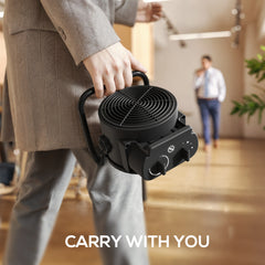 Fynco - 2000W Portable Ceramic Electric Heater with Fan - Black