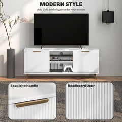 Modern TV Stand Cabinet for TVs up to 55", TV Unit with 2 Open Shelves and 2 Cabinets, Entertainment Centre with Cable Management for Living Room, White