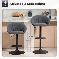 Fynco - Set of Two Relaxed Tub Bar Stools - Dark Grey