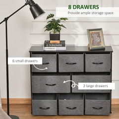 Chest of Drawers with 8 Foldable Drawers, 3-Tier Fabric Bedroom Dresser, Clothes Storage Unit for Bedroom Living Room, Dark Grey