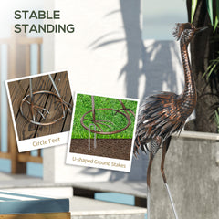 Heron Garden Statue, Standing Garden Ornament, Metal Garden Gift with Stakes for Patio Pond Landscape Decoration, Silver Tone