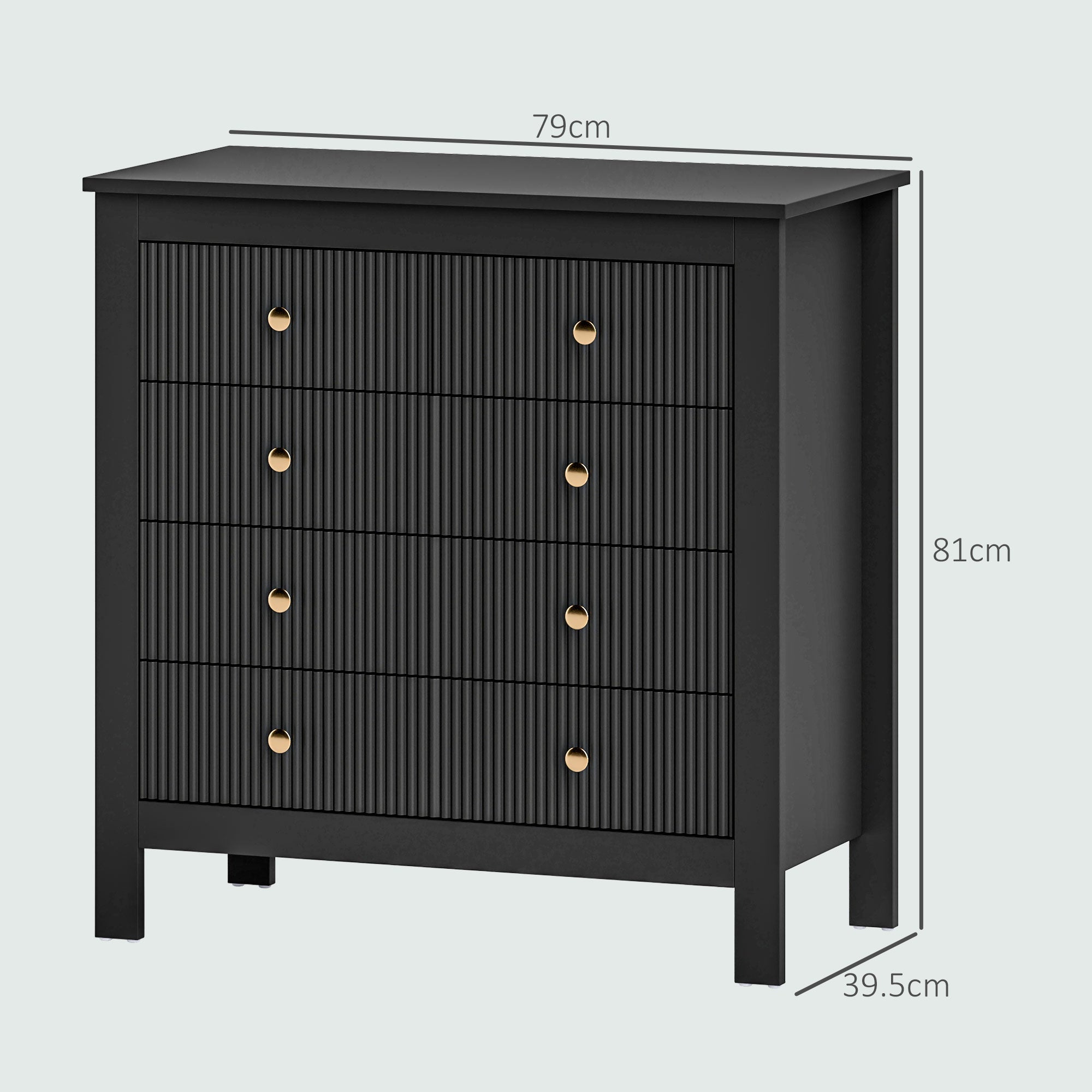 Elegant Chest of Five Drawers - Black