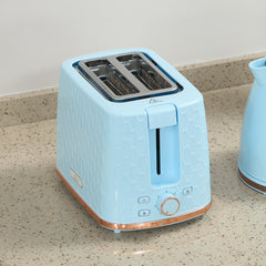 1.7L 3000W Fast Boil Kettle & 2 Slice Toaster Set, Kettle and Toaster Set with Auto Shut Off, Browning Controls, Light Blue