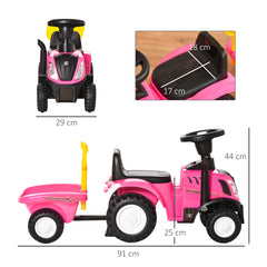 Ride-On Tractor, Toddler Walker, Foot-to-Floor Slide, for Ages 1-3 Years - Pink