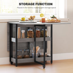Four-Person Drop Leaf Table - Grey Wood-Effect