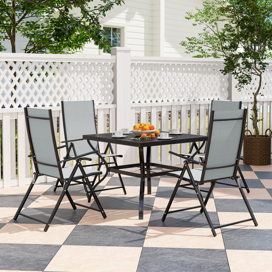 Five-Piece Steel Frame Patio Set - Grey/Black