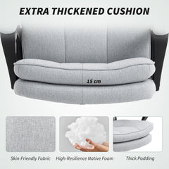 Fynco - Double Padded Linen-Look Office Chair - Light Grey