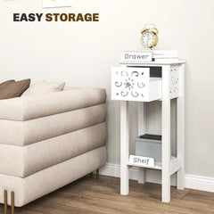 Set of Two Elegant Floral Cut-Out Side Tables - White