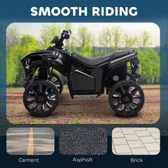 AIYAPLAY 6V Kids ATV, 4 Wheeler Electric Ride on Car with Music and LED Headlights, for Ages 3-8 Years Boys and Girls, Black