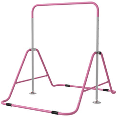 Kids Gymnastic Bar, with Adjustable Height, Foldable Horizontal Bars - Pink