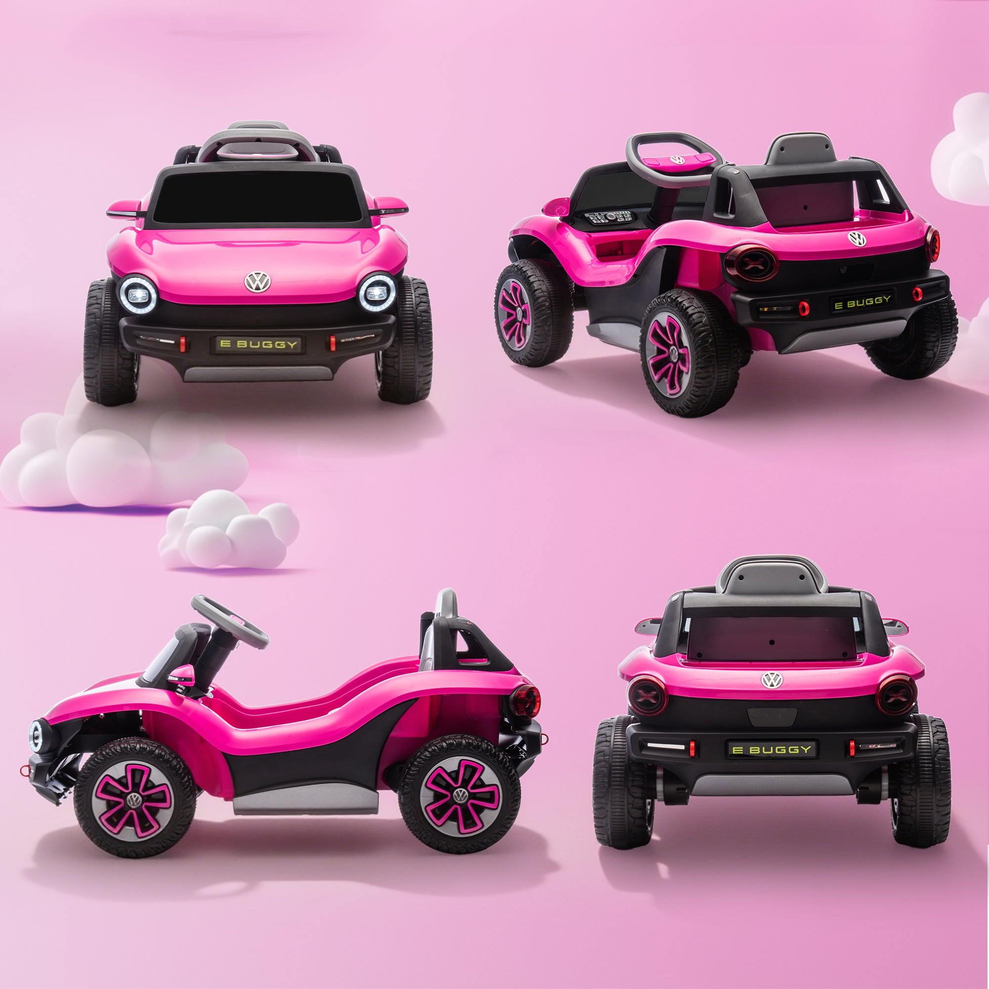 AIYAPLAY Volkswagen Licensed Kids Electric Car with Remote Control for Ages 3-6 Years, Pink
