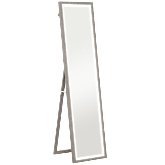 Full Length Mirror, with Adjustable Outer Light, Grey