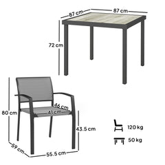 Five-Piece Outdoor Garden Dining Set - Grey