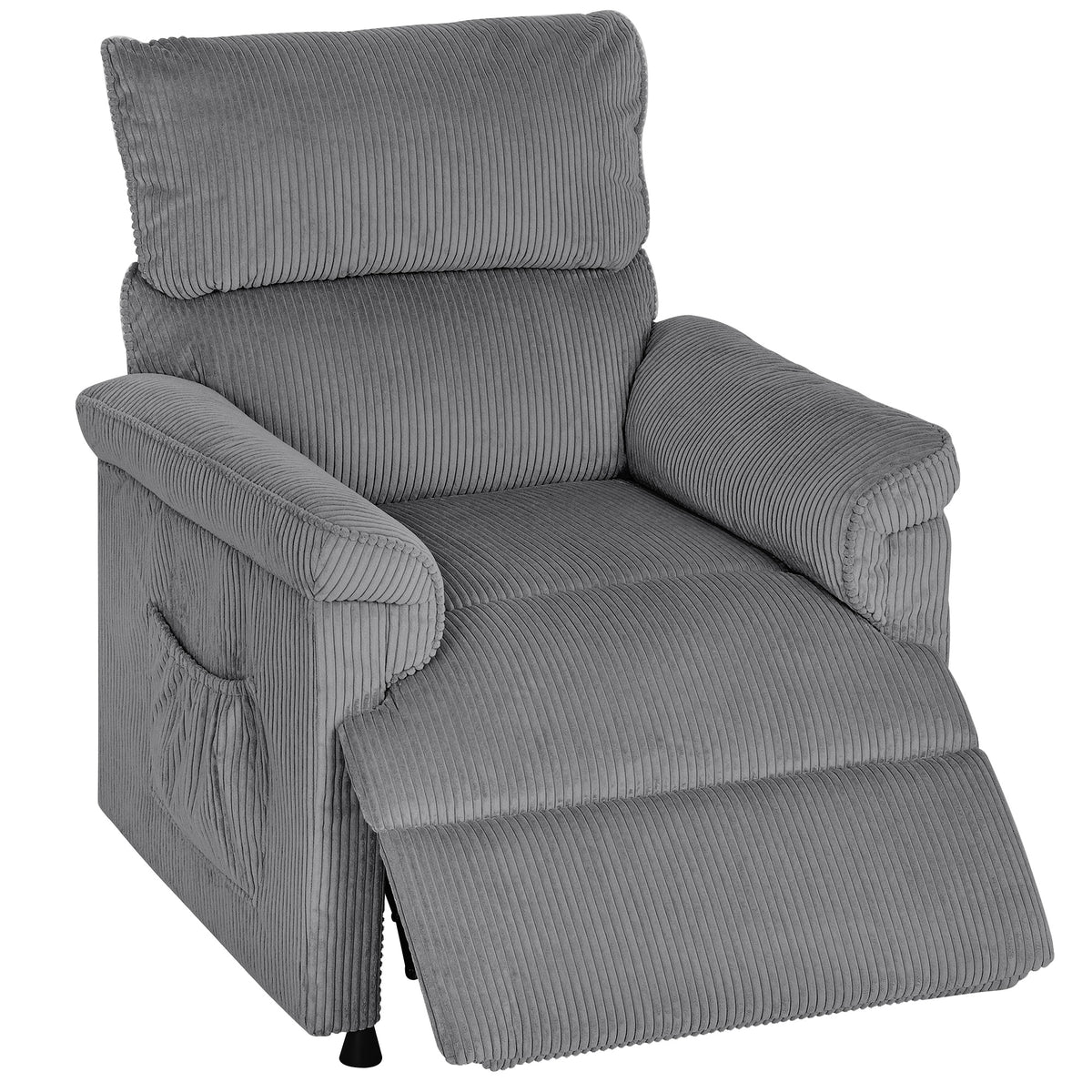 Fynco - Corduroy Electric Massage Recliner - Grey