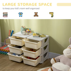 Kids Storage Unit, with Six Drawers - Cream