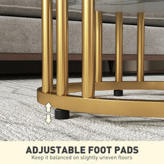 Set of Two Marble-Effect Coffee Tables - White/Gold-Tone