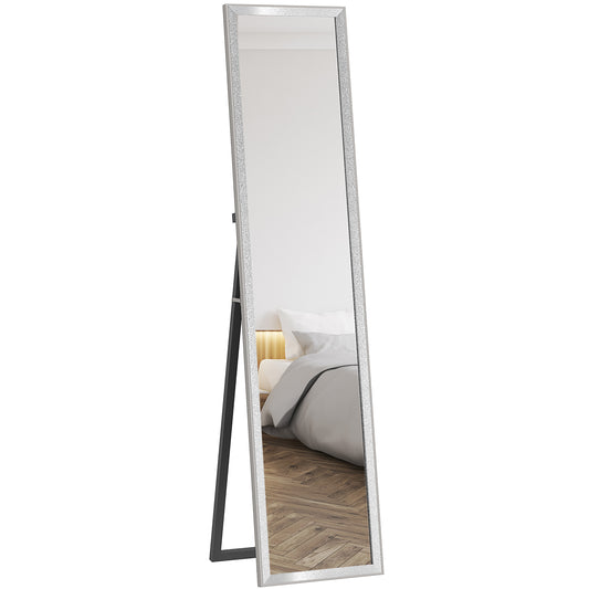 Glitter Frame Full-Length Mirror - Silver
