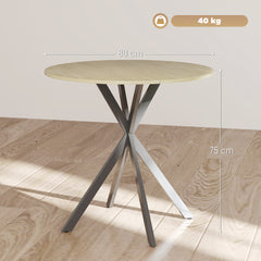 80cm Industrial Round Dining Table - White Oak