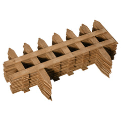 Fynco - Pack of 24 Wooden Border Fences, Garden Fixed Picket Fence for Lawn Edging, Flowerbed, 60L x 1D x 34H cm, Brown
