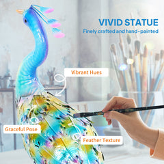 Peacock Garden Statue, Standing Garden Ornament, Metal Garden Gift with Stakes for Patio Pond Landscape Decoration, Multi-Colour