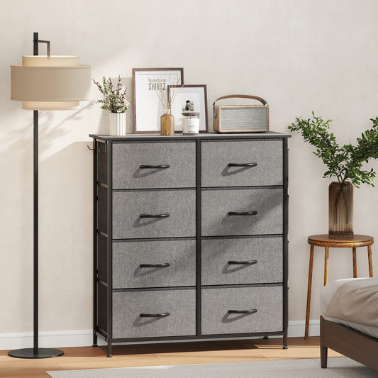 Chest of Eight Fabric Drawers - Charcoal Grey