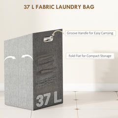 Fynco - Bamboo Laundry Cabinet with Slatted Door, Bathroom Cabinet with Tilt-Out Hamper and Removable Liner Bag, 40 x 30D x 95 cm, Natural Wood Finish