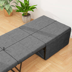 Folding Bed with Linen Sponge Mattress and Dust Cover, Foldable Guest Bed Compact Single Bed with Metal Frame, 69 x 181.5 cm, Grey