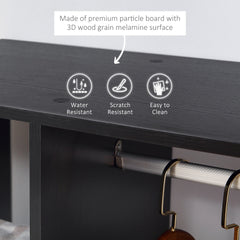 Open Wardrobe on Wheels, Bedroom Wardrobe with Clothes Hanging Rail, 3 Storage Shelves, Mobile Garment Rack for Cloakroom, Hallway, Black