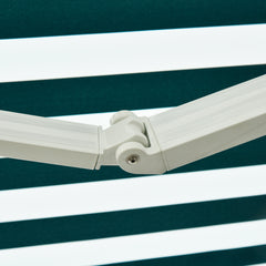 Fynco - Manual Retractable Awning, size (3.5m x2.5m)-Dark Green/White Stripes