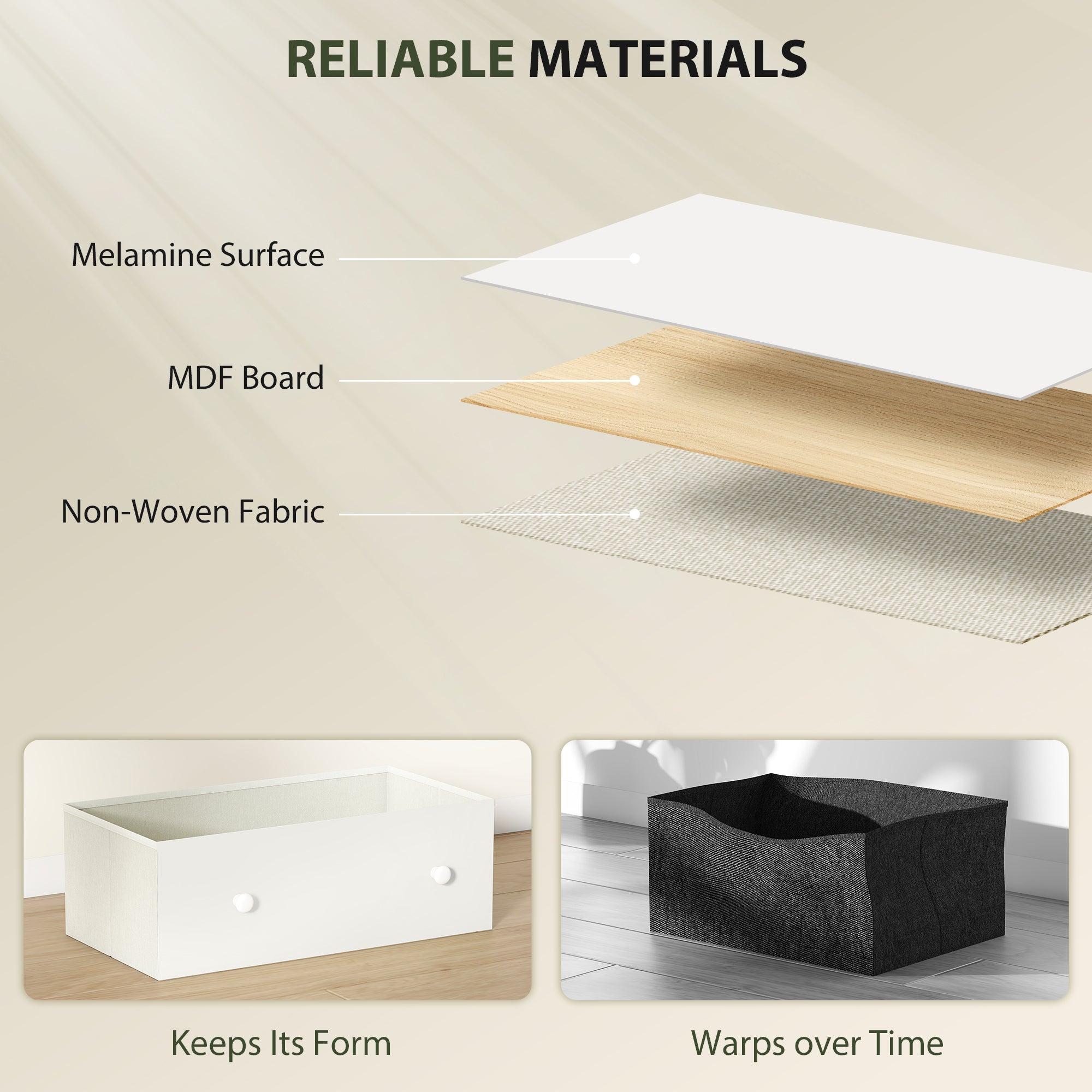 Chest of Drawers, Dresser with 6 Fabric Drawers - White and Grey