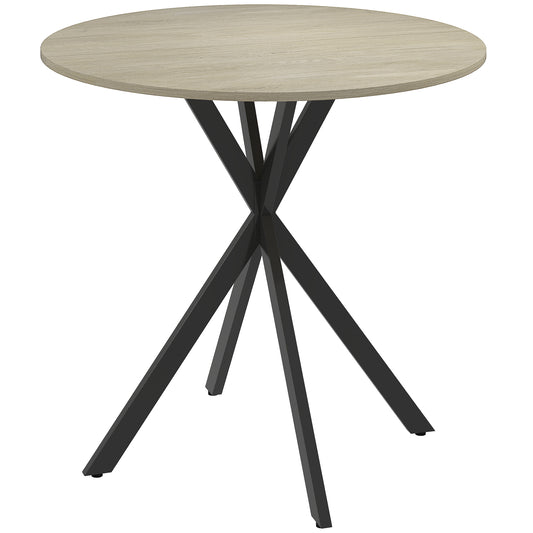 80cm Industrial Round Dining Table - White Oak
