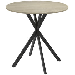 80cm Industrial Round Dining Table - White Oak