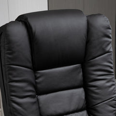 Recliner Chair With footstool, Recliner Armchair up to 130kg Weight Capacity, 135° Reclining Swivel Sofa Chair, PU Leather Ergonomic Couch Bed with Swivel Wood Base for Living Room, Black