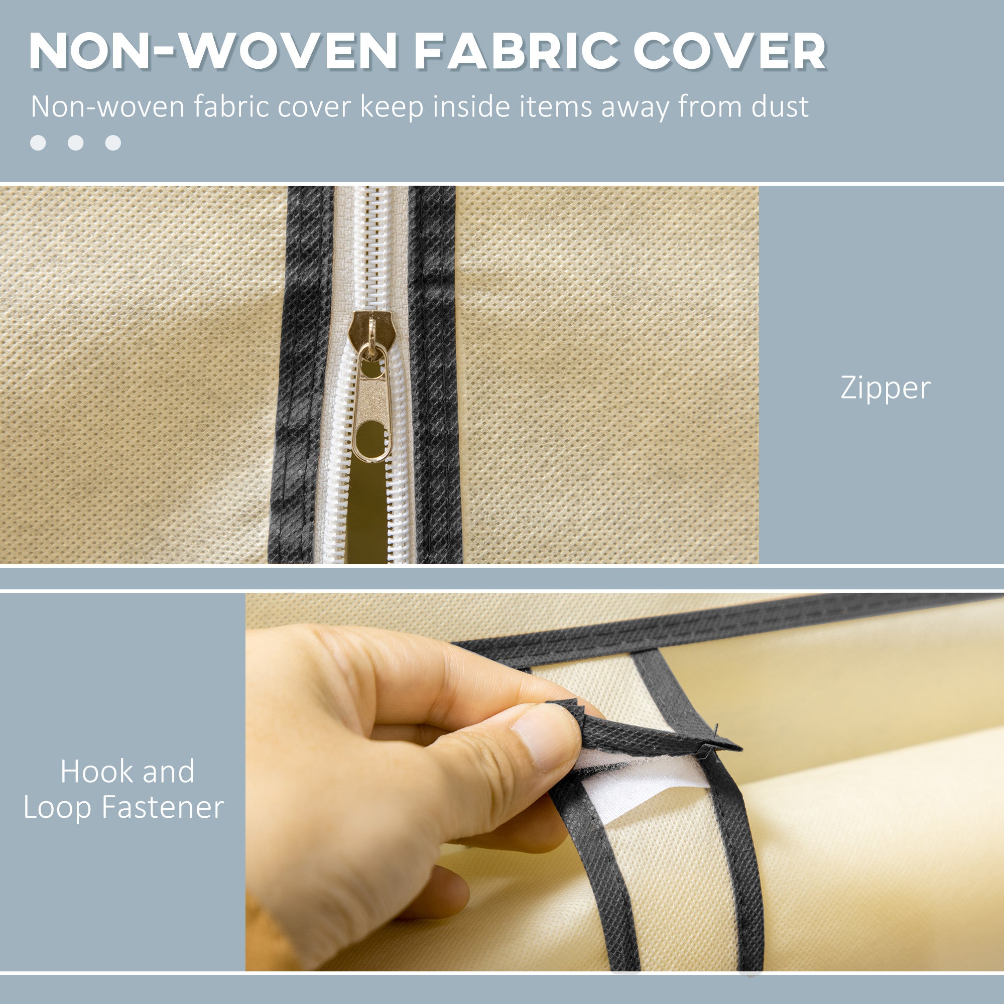 Fabric Wardrobe, Portable Wardrobe with 6 Shelves, 1 Hanging Rail, Foldable Closets, 103 x 43 x 162.5 cm, Cream White